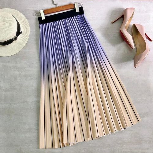 Gradient Stripe Pleated Skirts - musthaveskirts - Modalova