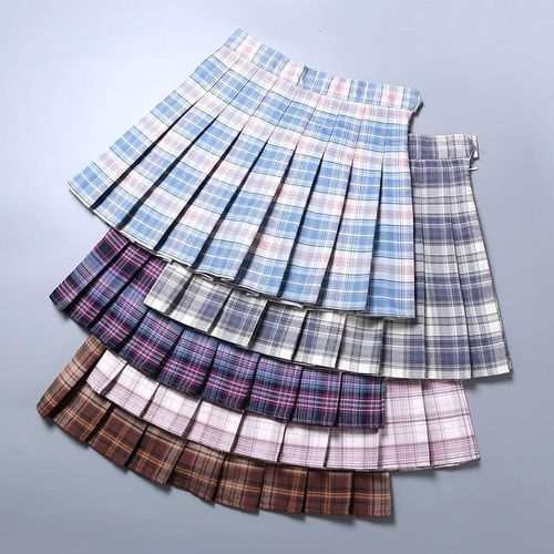 Summer High Waist Plaid Pleated Skirts - musthaveskirts - Modalova