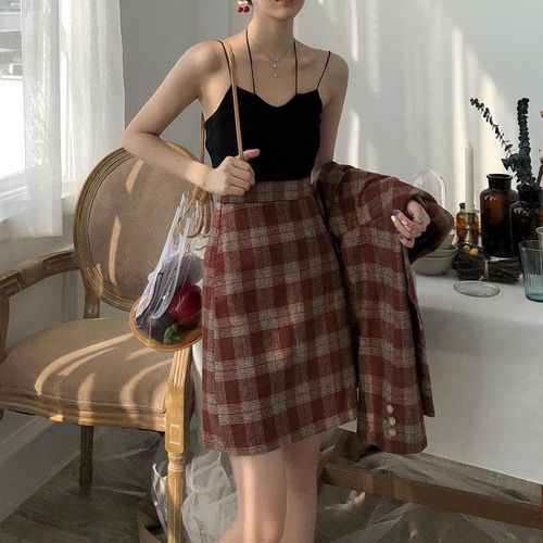Mini a-line Woolen Winter Skirts - musthaveskirts - Modalova