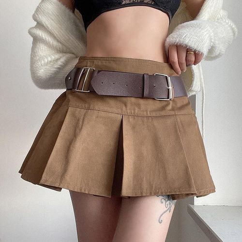 Summer Korean Fashion Mini Skirt With Belt - musthaveskirts - Modalova