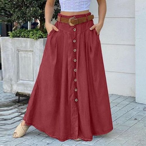 Fashion Button Maxi Skirts - musthaveskirts - Modalova