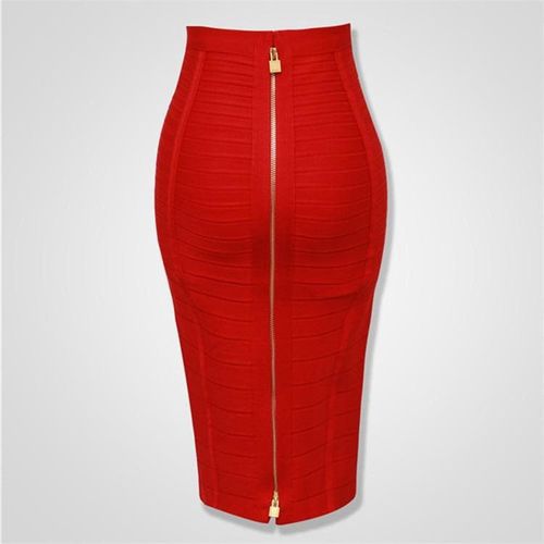 Solid Zipper Bandage Skirt - musthaveskirts - Modalova