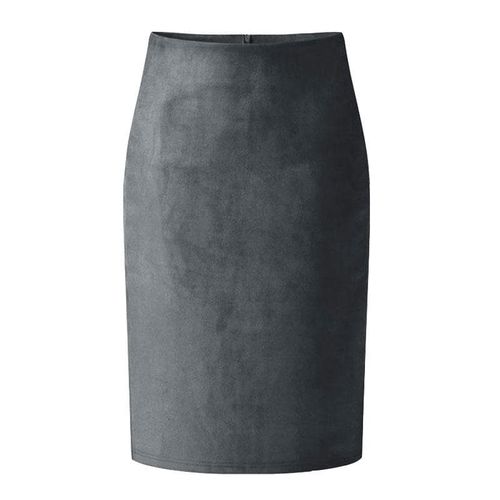 Women Suede Solid Color Pencil Skirt - musthaveskirts - Modalova