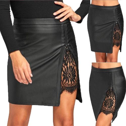 Women Lace Leather Pencil Skirts - musthaveskirts - Modalova