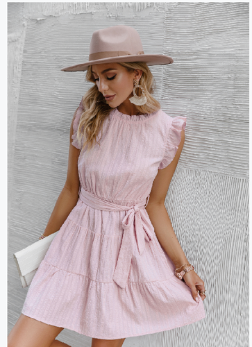 Short Sleeve Layer pleated Elegant Mini-Dress - Berrygo - Modalova