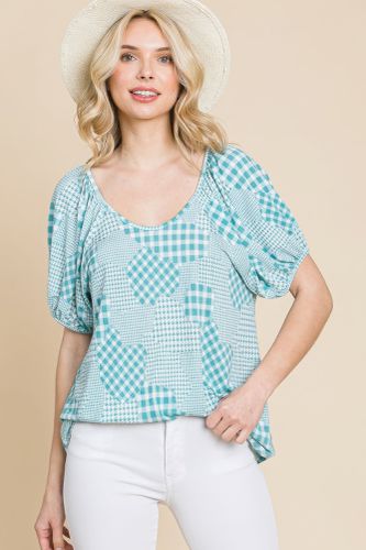 Hounds Tooth And Check Plaid Top - KandyKouture - Modalova