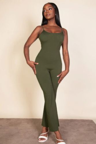 Ribbed sleeveless wide leg jumpsuit - KandyKouture - Modalova