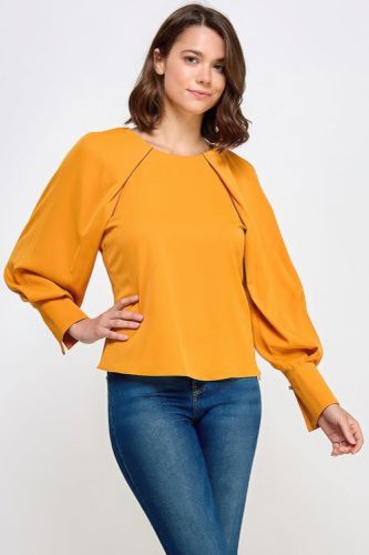 Raglan Long Sleeve Top With Back Neck Tie - KandyKouture - Modalova