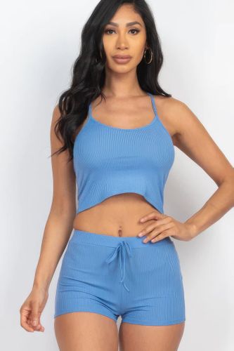 Ribbed Crop Cami Top & Shorts Set - KandyKouture - Modalova