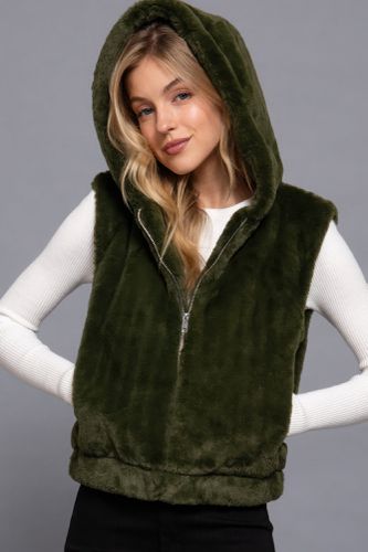 Hoodie Faux Fur Vest - KandyKouture - Modalova