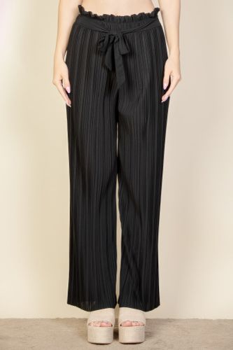 Pleated Stretch Crepe Pull-on Wide Leg Tie Front Pants - KandyKouture - Modalova