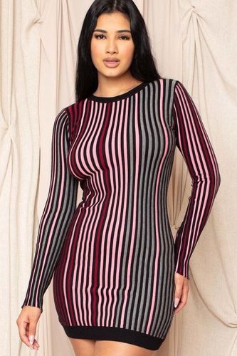 Multi-color Striped Ribbed Dress - KandyKouture - Modalova