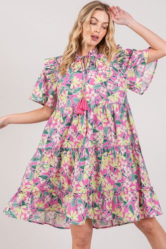 SAGE + FIG Floral Ruffle Short Sleeve Dress - Trendsi - Modalova