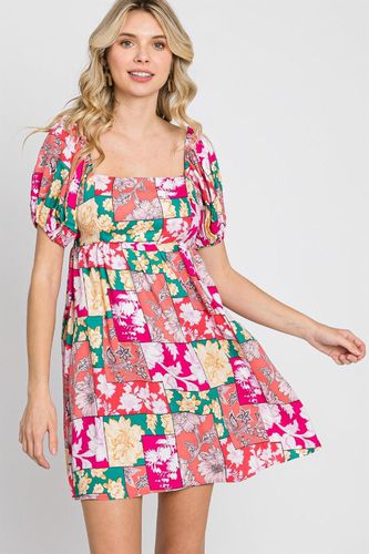 GeeGee Floral Ruff Sleeve Mini Dress - Trendsi - Modalova