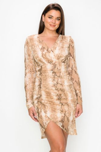 Shirring Animal Print Dress - KandyKouture - Modalova