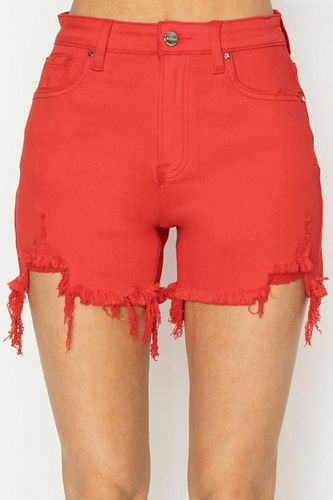 RISEN High Rise Distressed Denim Shorts - Trendsi - Modalova