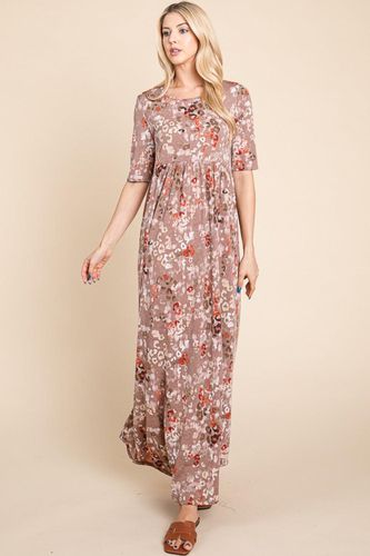 BOMBOM Printed Shirred Maxi Dress - Trendsi - Modalova