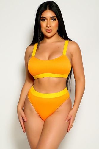 Orange Yellow Mid Rise Two Piece Swimsuit - AMIClubwearStore - Modalova