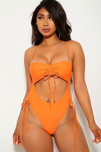 Orange Cut Out One Piece Swimsuit - Kandy Kouture - Modalova