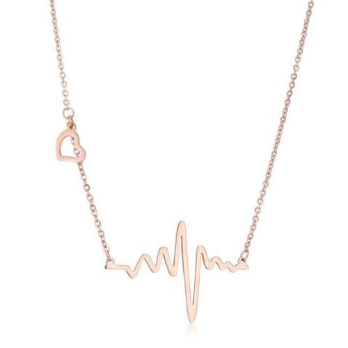 A contemporary heartbeat design accents a trendy necklace. Perfect for everyday! - AMIClubwear - Modalova