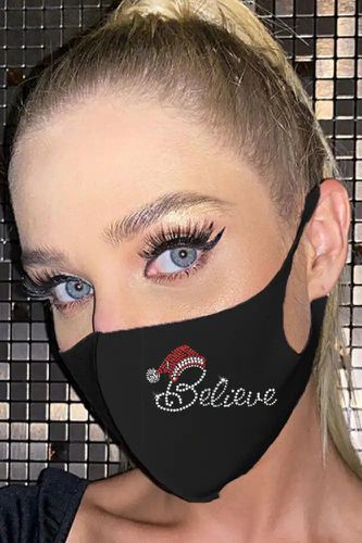 Black Believe Rhinestone Mask - Kandy Kouture - Modalova