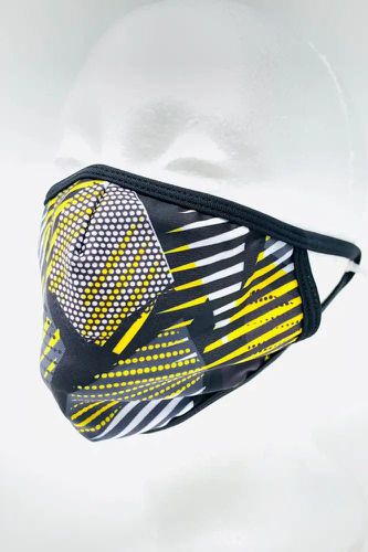 Black Yellow Printed Washable Face Mask - Kandy Kouture - Modalova