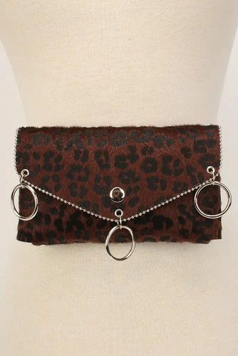 Brown Leopard Short Hair Faux Fur Fanny Pack - Kandy Kouture - Modalova