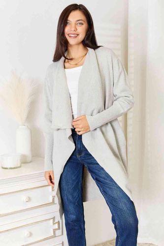 Double Take Open Front Duster Cardigan with Pockets - Trendsi - Modalova