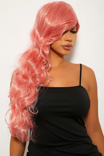 Dusty Rose Wavy Bangs Long Costume Wig - Kandy Kouture - Modalova