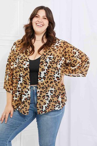 Melody Wild Muse Full Size Animal Print Kimono in Camel - Trendsi - Modalova