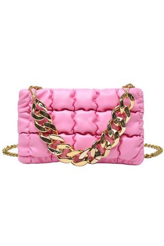 Fuchsia Gold Quilted Chain Straps Handbag - AMIClubwearStore - Modalova