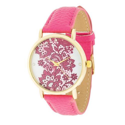 Gold Watch With Floral Print Dial - AMIClubwear - Modalova