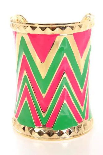 Green Multi Zig Zag Cuff Braclet - AMIClubwearStore - Modalova