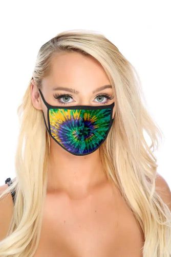 Green Yellow Printed Washable Face Mask - Kandy Kouture - Modalova