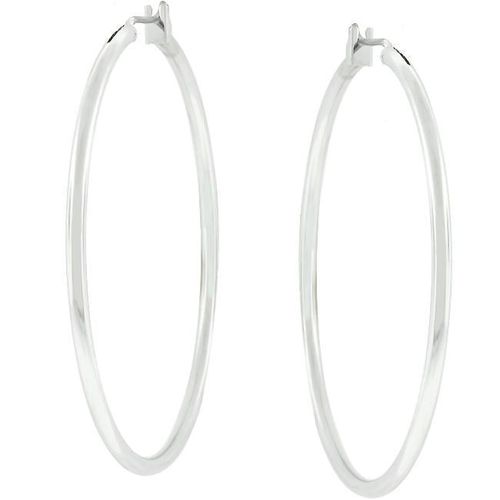 Large Silvertone Finish Hoop Earrings - AMIClubwear - Modalova