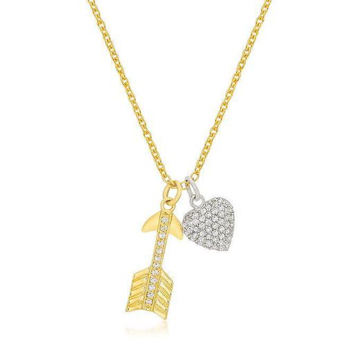 Pave Heart and Arrow Pendant - AMIClubwear - Modalova