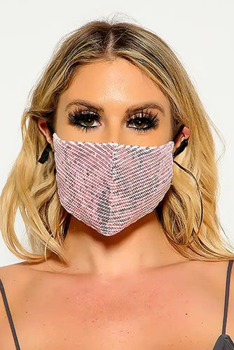 Pink Black Sequin Reusable Fashion Mask - Kandy Kouture - Modalova