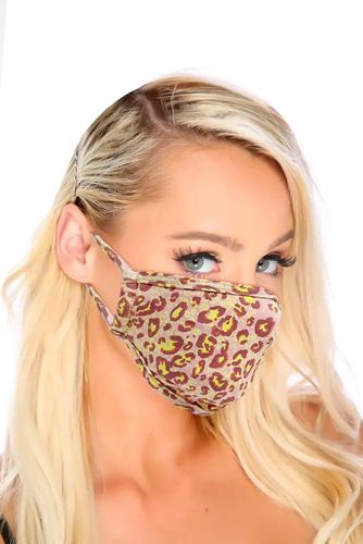 Pink Leopard Print Stretchy Reusable Face Mask - AMIClubwear - Modalova