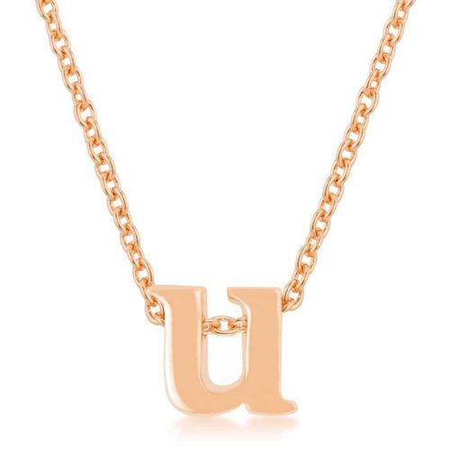 Rosegold Finish Initial U Pendant - AMIClubwear - Modalova