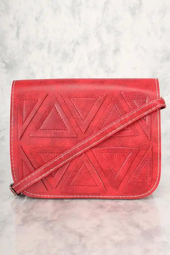 Sexy Red Geometric Faux Leather Mini Shoulder Handbag - Kandy Kouture - Modalova