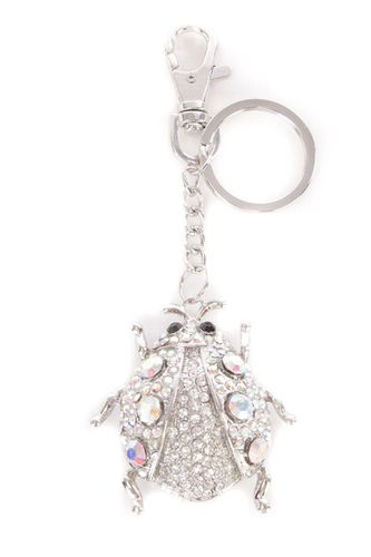 Silver Rhinestone Bug Pendant High Polish Key Chain - AMIClubwearStore - Modalova