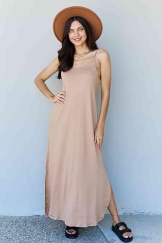 Ninexis Good Energy Full Size Cami Side Slit Maxi Dress in Camel - Trendsi - Modalova