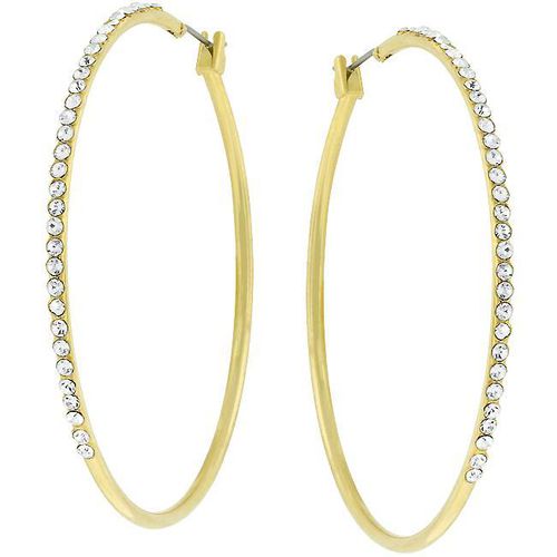 Inch Goldtone Crystal Hoop Earrings - AMIClubwear - Modalova