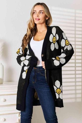 Double Take Floral Button Down Longline Cardigan - Trendsi - Modalova