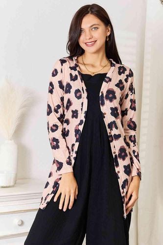 Double Take Printed Button Front Longline Cardigan - Trendsi - Modalova