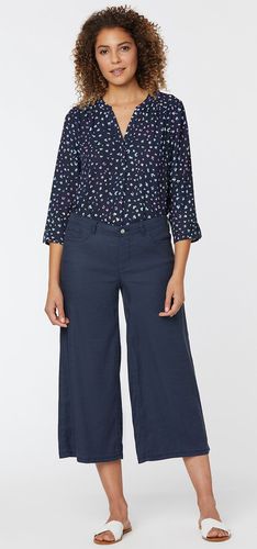 Wide Leg Crop Navy Stretch Linen | - Nydj - Modalova