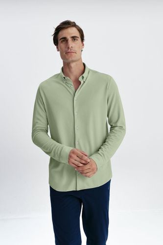 Camisa de hombre casual verde Bambú regular - Sepiia - Modalova