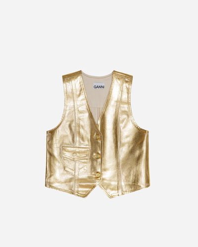 Foil Denim Vest 40 - Egret - Ganni - Modalova