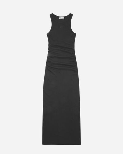 Soft Cotton Rib Tank Top Long Dress XS - Ganni - Modalova