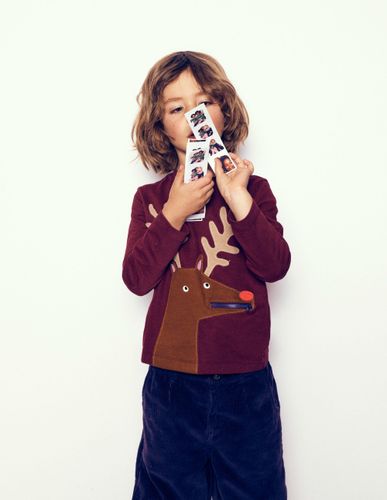 T-shirt à appliqué zippé-Renne porto - Boden - Modalova